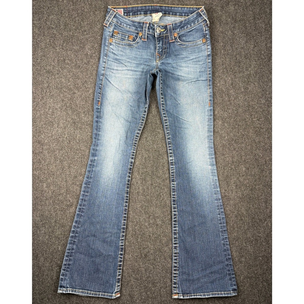 Y2K True Religion Joey Low Rise Flare Jeans Medium Wash Size 28 USA 27x31